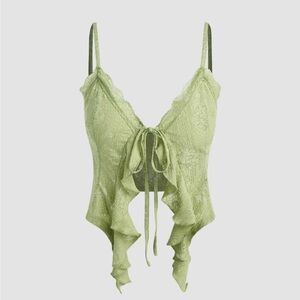 Cider Light Green Lace-Up Chemise